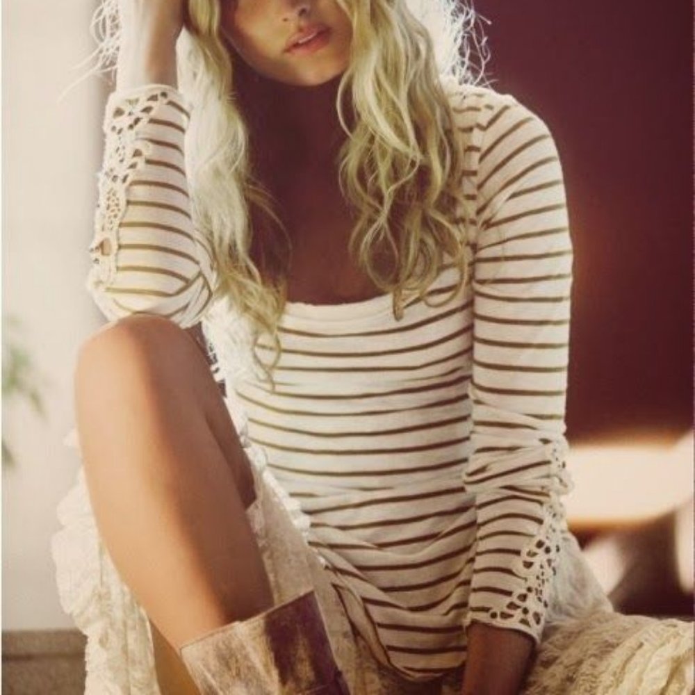 Free People Hard Candy Striped Cuff Tee